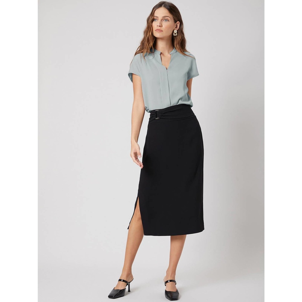 Short sleeve v neck STRAIGHT BATWING SLEEVE TOP light gray - Picture 10 of 11
